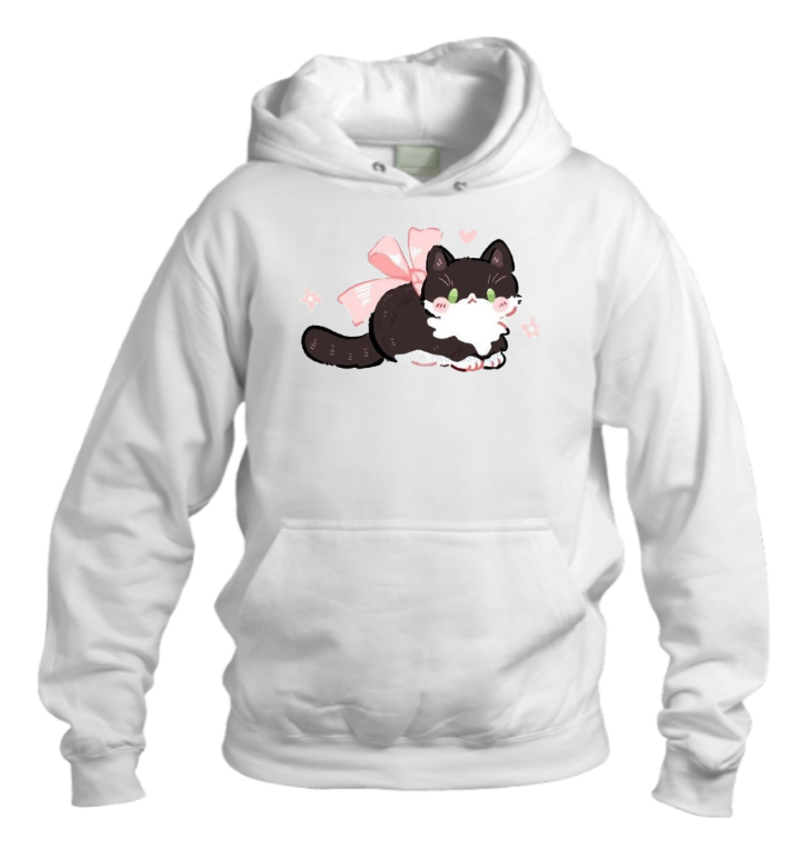 cat Oversize Hoodie White 115