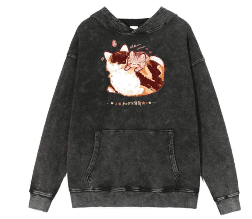 cat Oversize Hoodie Washed 119
