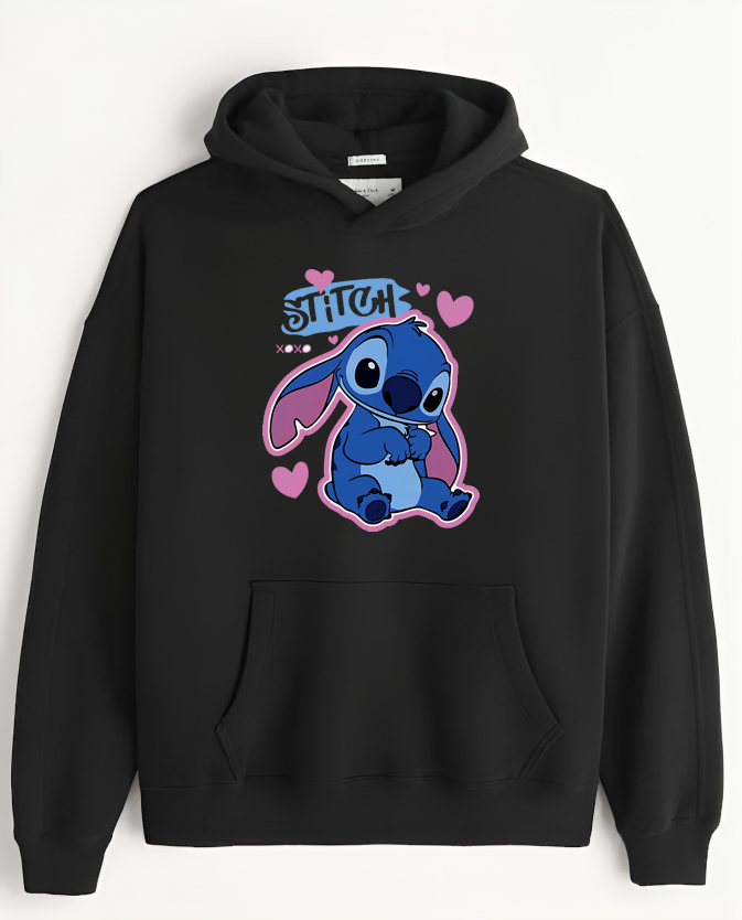 stitch Over Size hoodie Black 11