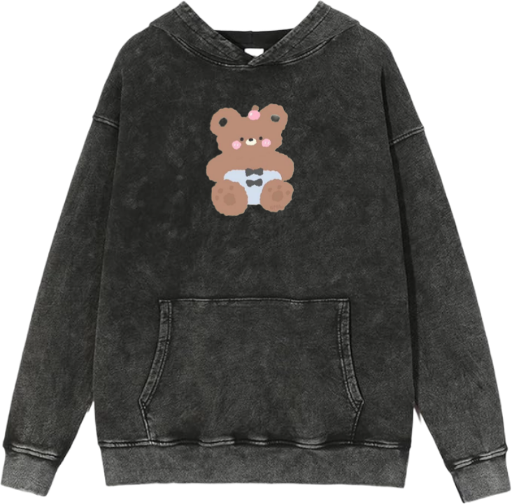 bear Oversize Hoodie Washed gray 11