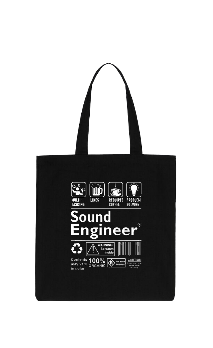 Sound Engineer Back text tote bag Black 126