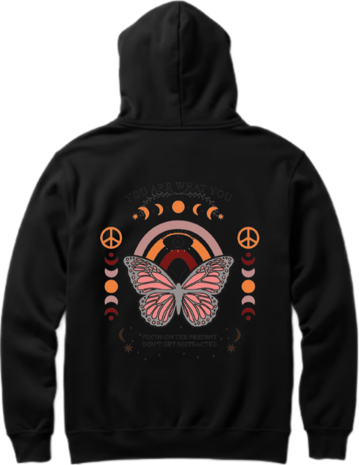 butterflies Oversize Hoodie Black Back 11