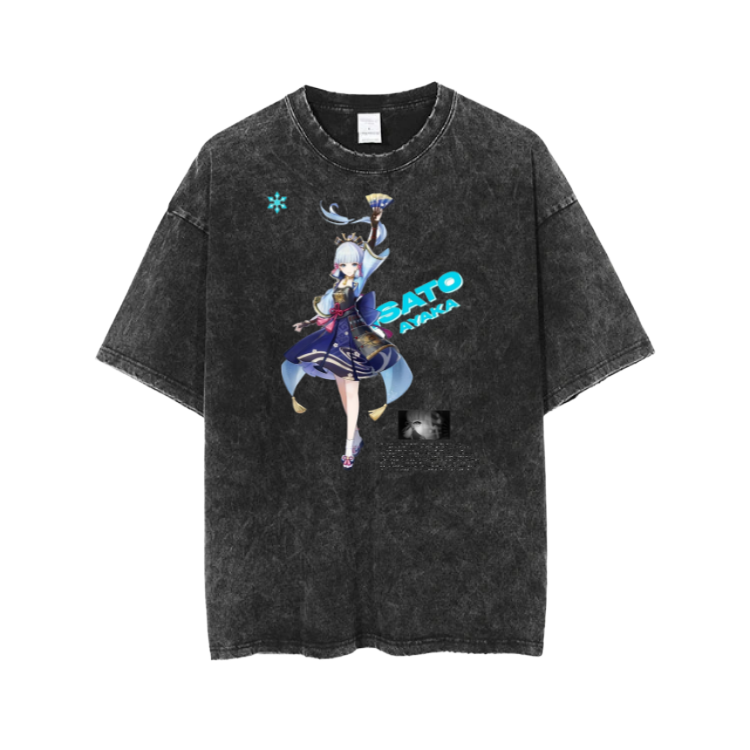 Genshin Impact Keqing t- shirt Over Size Washed 11