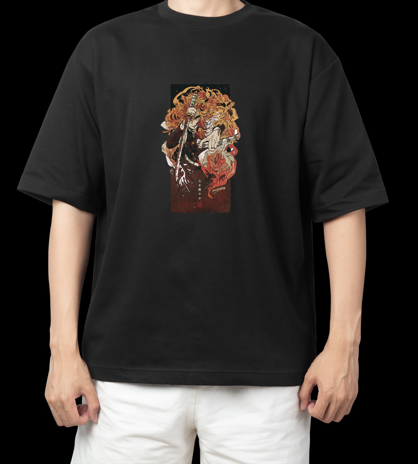 Anime Demon slayer nezuko tanjiro t- shirt Oversize Black 11