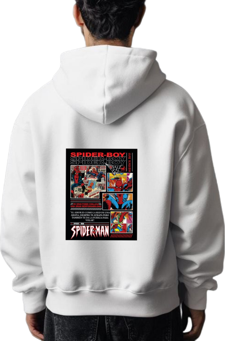 Spiderman One Size hoodie White Back 11