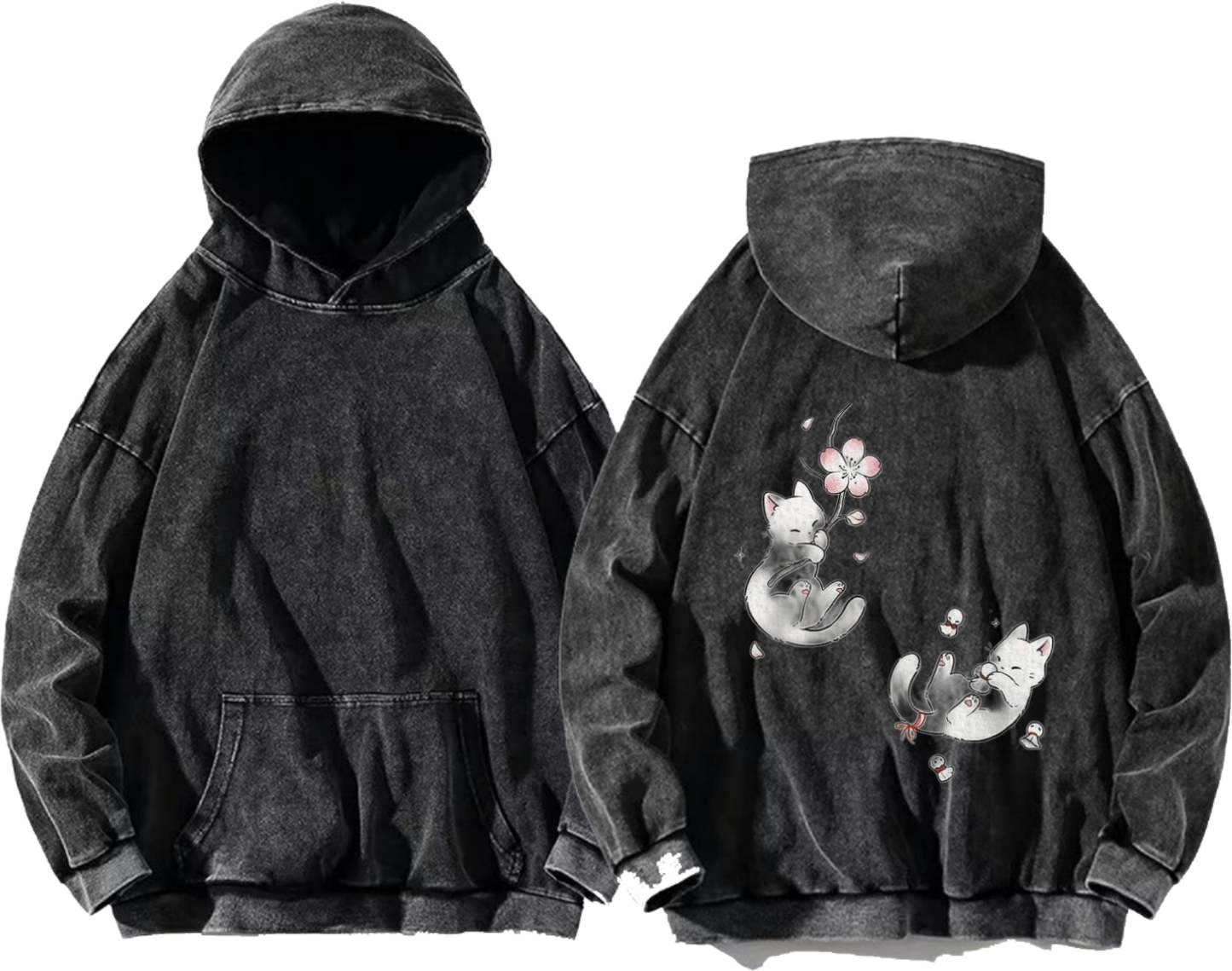Cherry blossoms One Size hoodie Washed Back 11