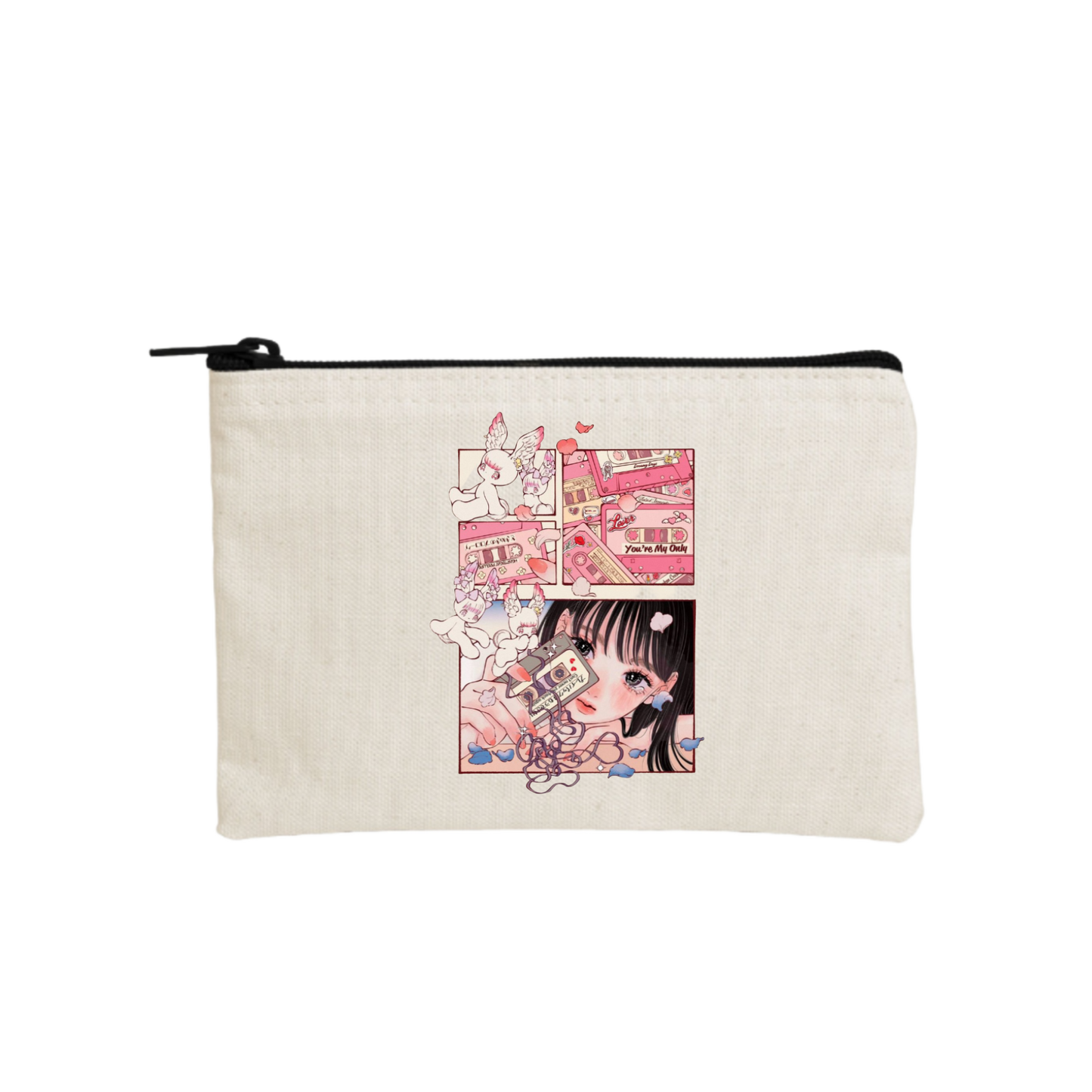 RANDOM ANIME GIRL wallet pencil case Beige 18