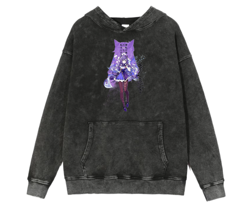 Genshin Impact Keqing Over Size hoodie Washed 11