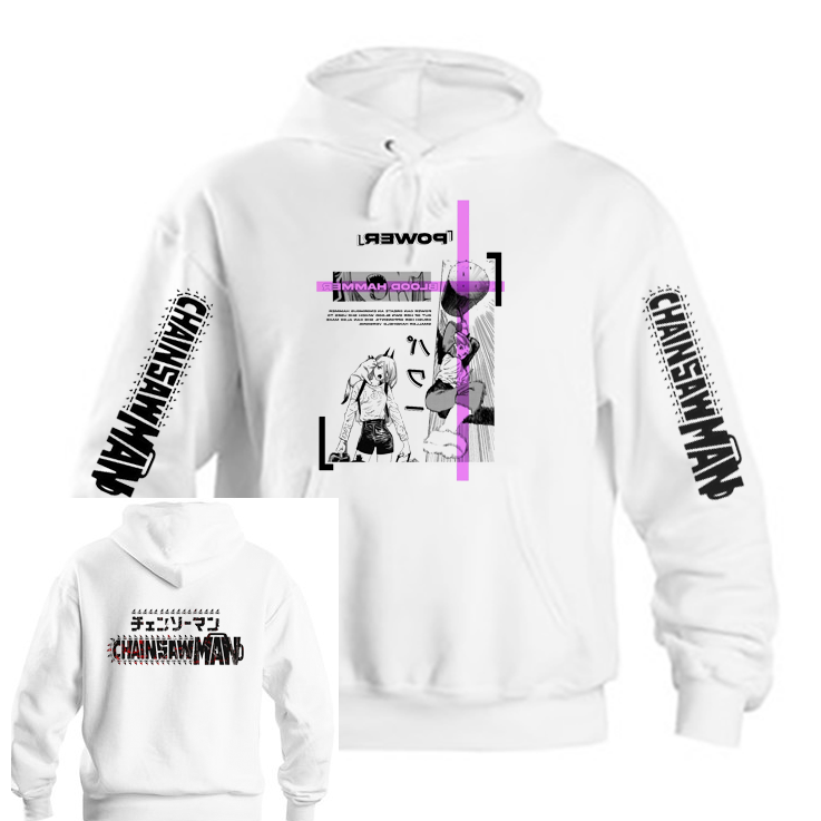 Chainsaw Man One Size hoodie White Back 7