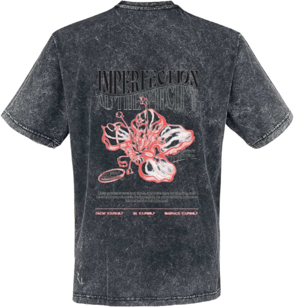IMPERFECTION t- shirt One Size Washed Back 124