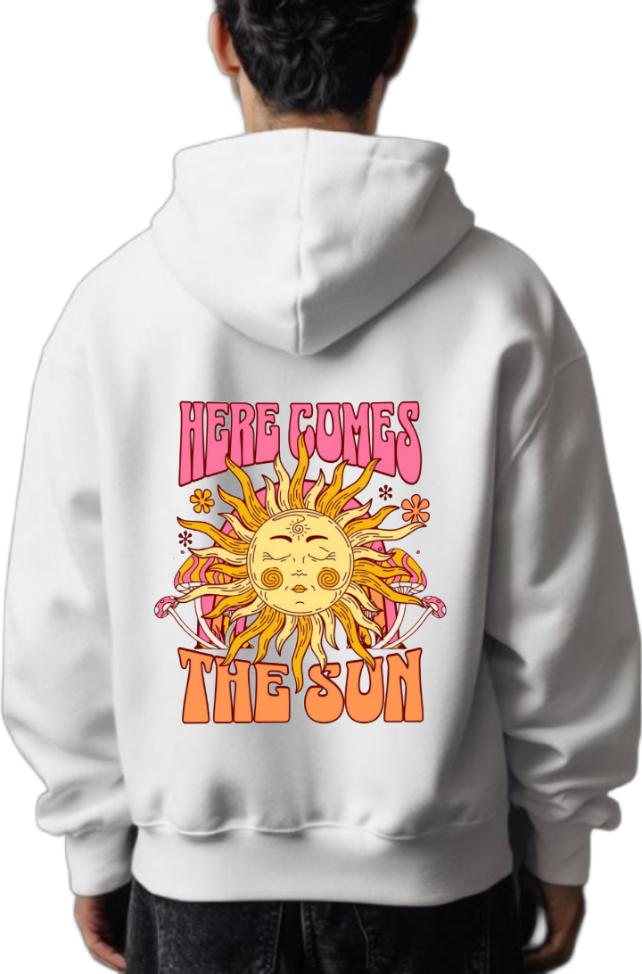 HERE COMES * THE SON One Size hoodie White Back 128