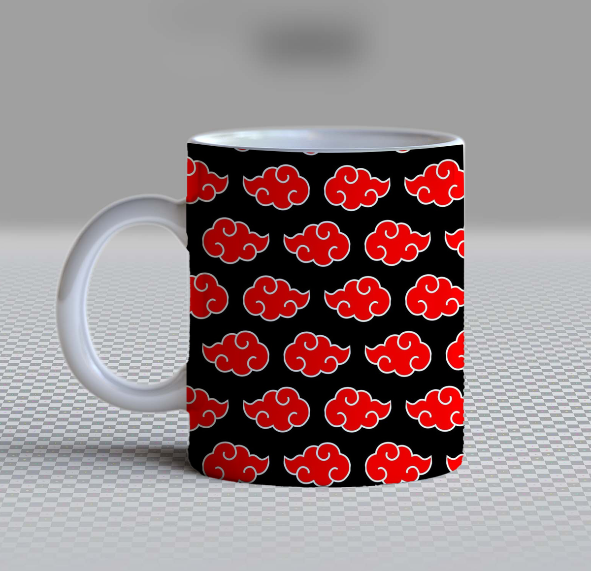 Anime Akatsuki Red Cloud Ceramic Coffee Mug – 11oz Aesthetic Black Tea Cup, Traditional Japanese Ninja Cloud Pattern Mug for Coffee Lovers, Cool Birthday Gift for Men, Women & Anime Fans