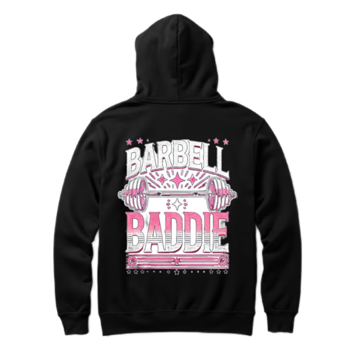 BARBELL BADDIE One Size hoodie Black Back 129