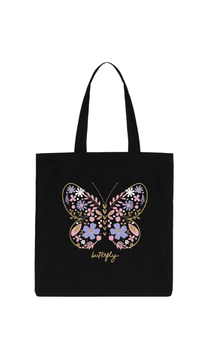 butterflies tote bag Black 12