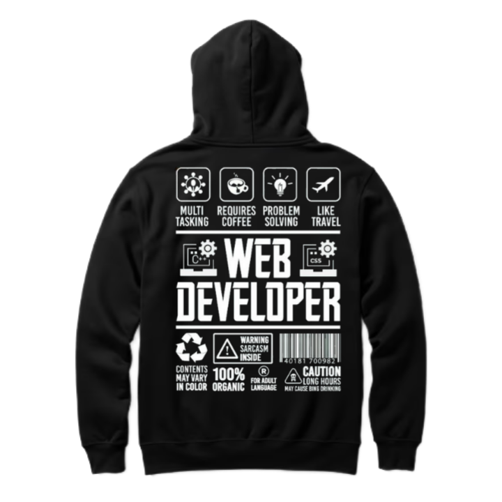 WEB DEVELOPER Back text oversize hoodie back 12