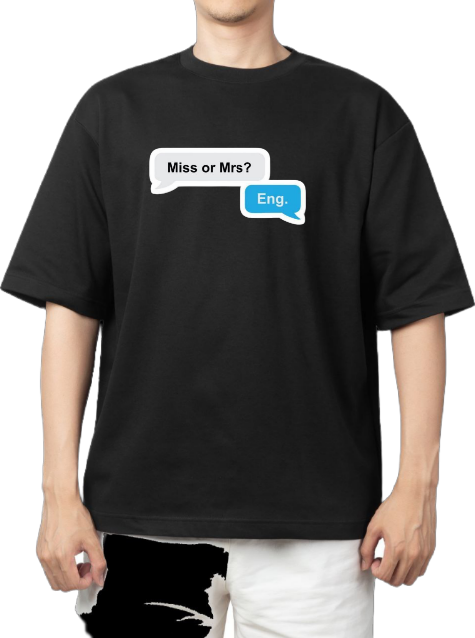 names t- shirt One Size Black Miss or Mrs? Eng. 12