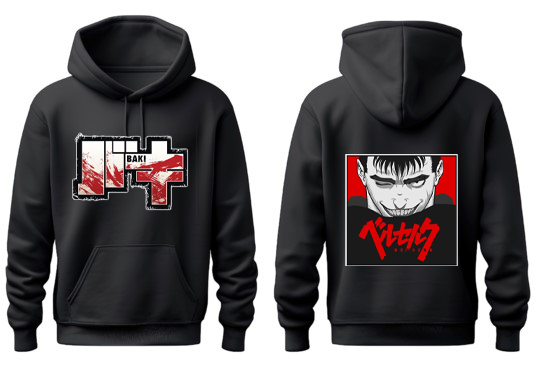 Anime baki oversize hoodie Black Back 21