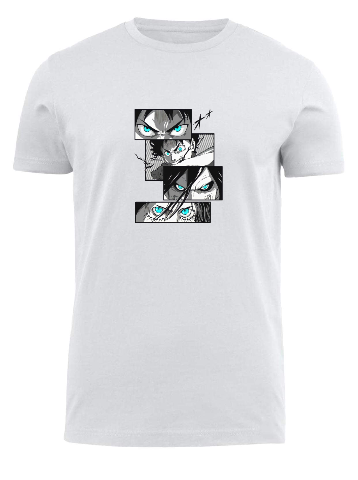 Anime Attack on titan shingeki no kyojin eren levi mikasa Aot white fit t- shirt 12