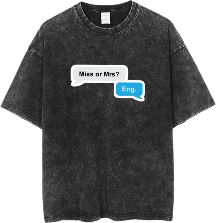 names t- shirt One Size Washed Miss or Mrs? Eng. 12