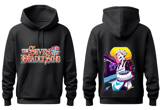 Anime Nanatsu no taizai seven deadly sins Oversize Hoodie Black Back 12