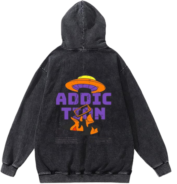 aliens Oversize Hoodie Washed gray Back 12