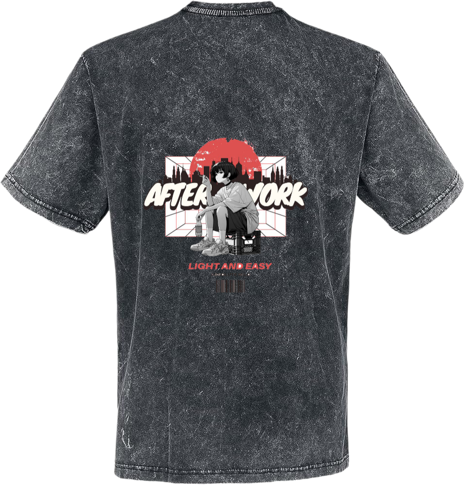 AFTER WORK t- shirt Over Size Washed Back 12