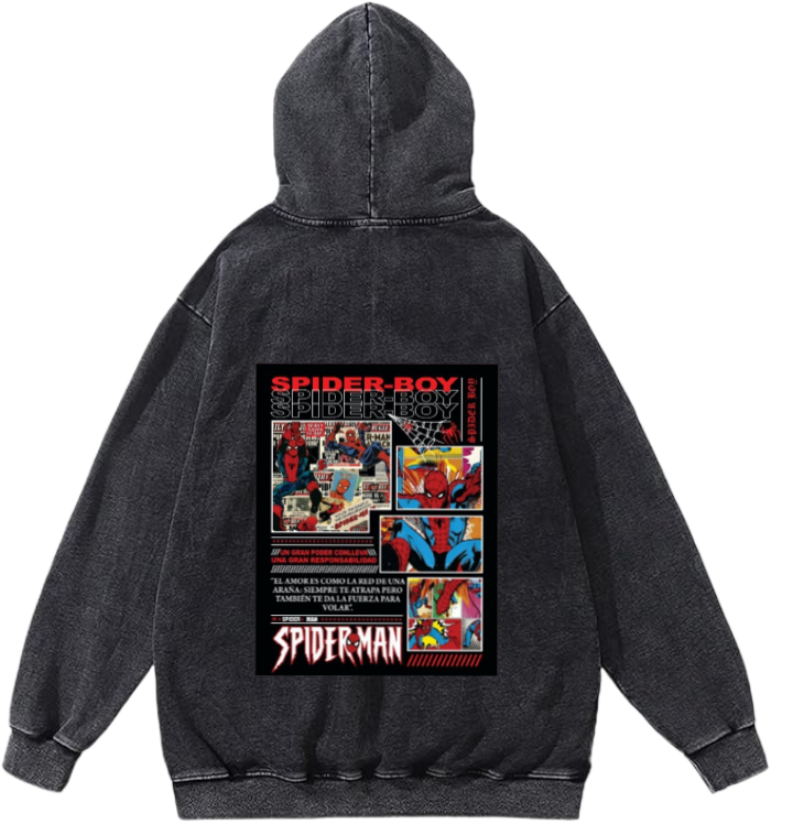 Spiderman One Size hoodie Washed Back 12