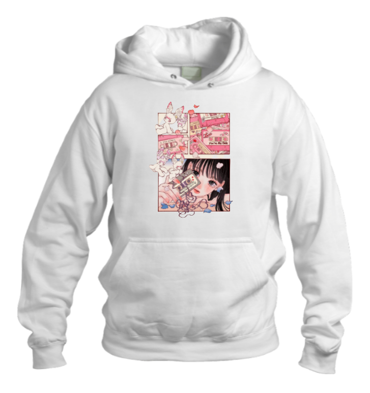 RANDOM ANIME GIRL Oversize Hoodie White 12