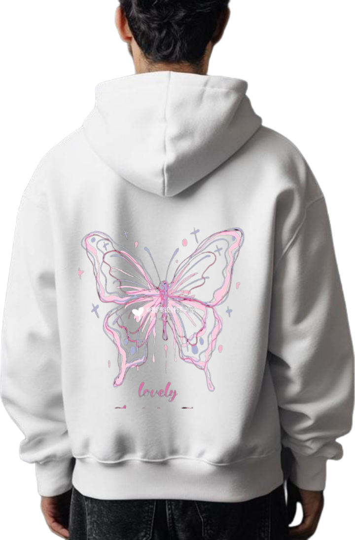 butterflies Oversize Hoodie White Back 12