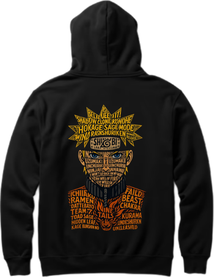 SHIKOBI Over Size hoodie Black Back 50