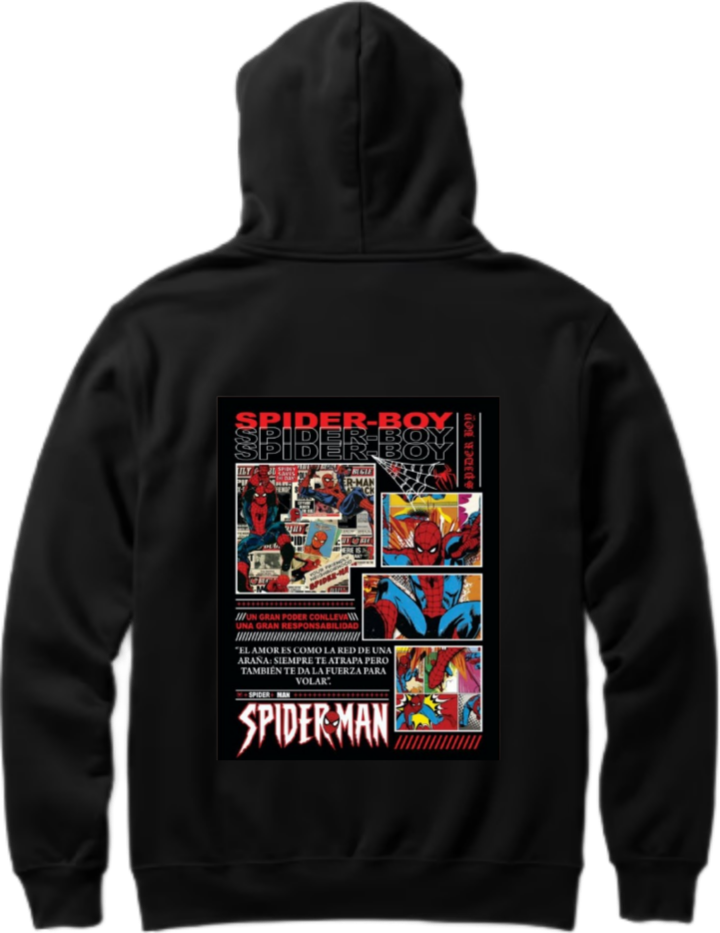 Spiderman One Size hoodie Black Back 12