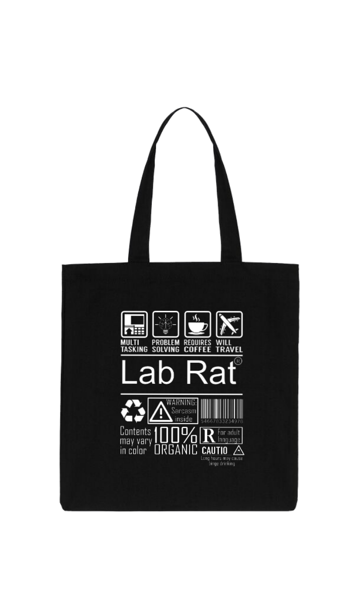 Lab Rat Back text tote bag Black 127