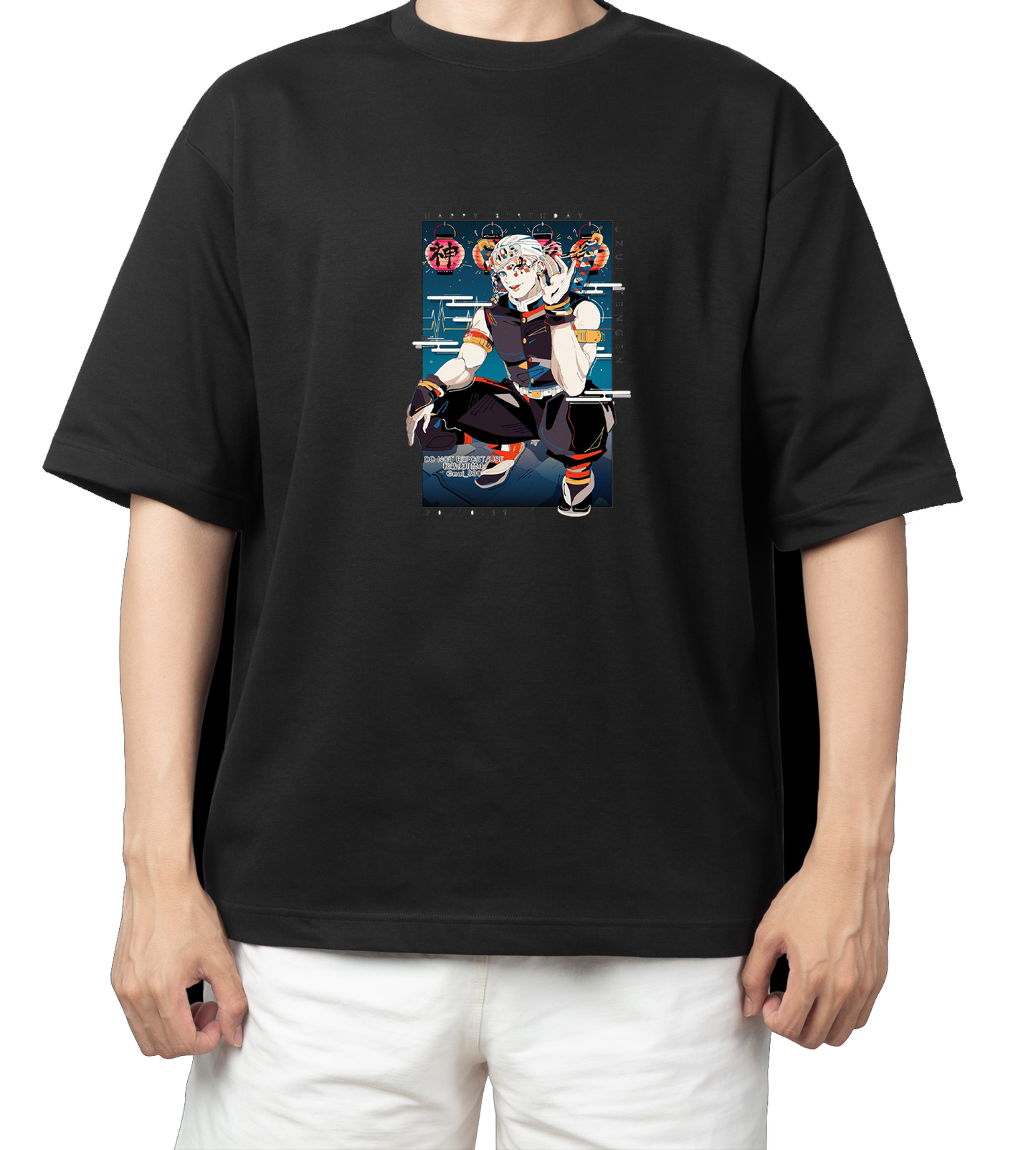 Anime Demon slayer nezuko tanjiro t- shirt Oversize Black 12
