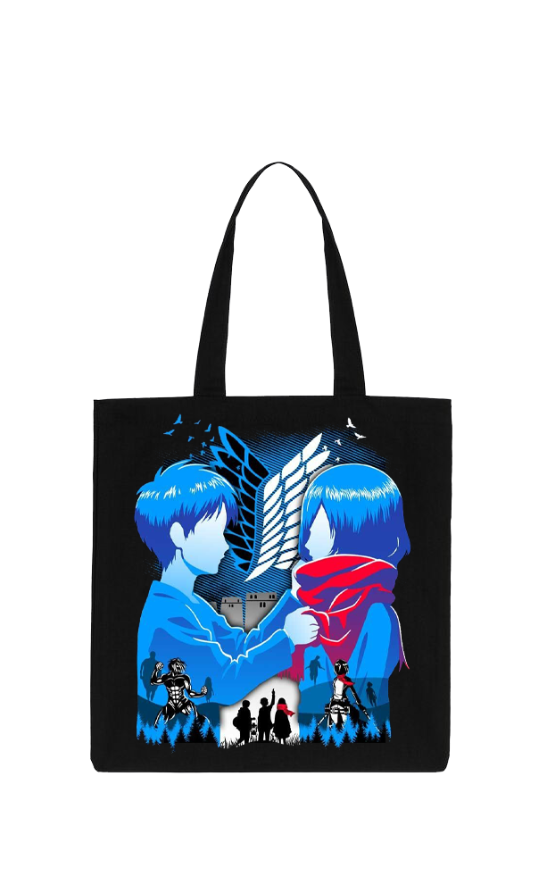 Anime Attack on titan shingeki no kyojin Aot Black tote bag 12