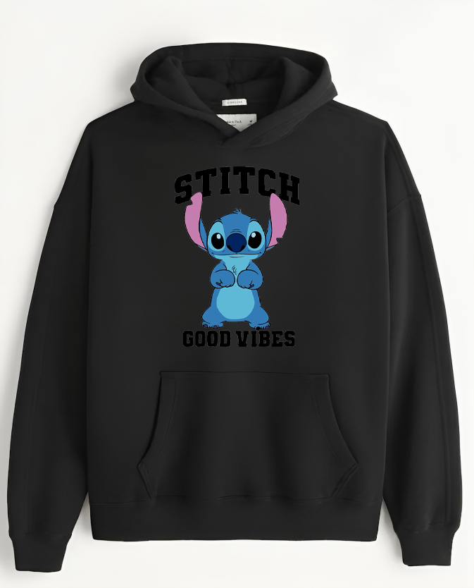 stitch Over Size hoodie Black 12
