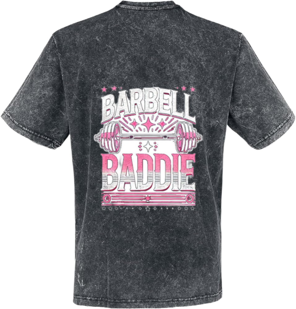 BARBELL BADDIE t- shirt One Size Washed Back 130