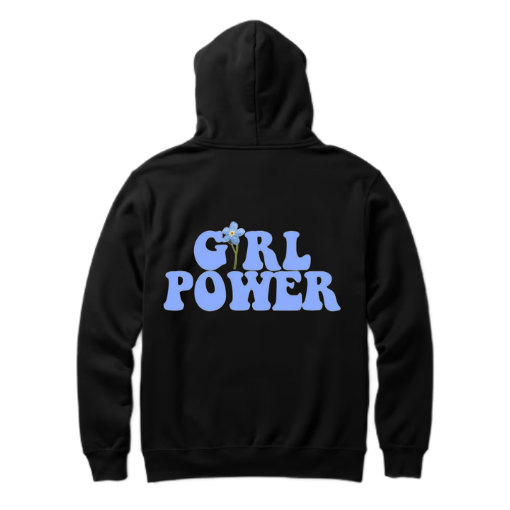 GIRL POWER One Size hoodie Black Back 132