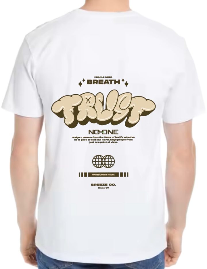 TRUST t- shirt One Size White back 133