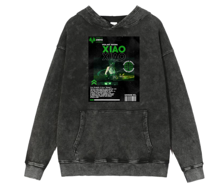 Genshin Impact Xiao Over Size hoodie Washed 13