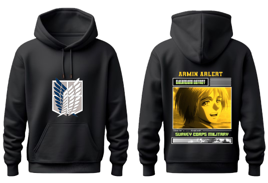 Anime Attack on titan shingeki no kyojin eren levi mikasa Aot Black Oversize HOODIE back 13