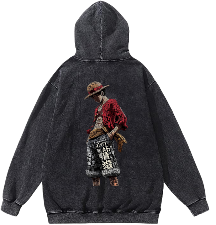 Monkey D. Luffy Over Size hoodie Washed Back 95