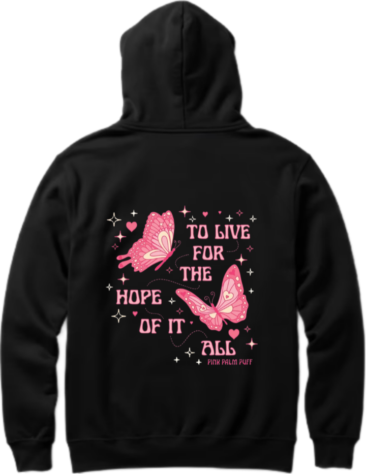 butterflies Oversize Hoodie Black Back 13