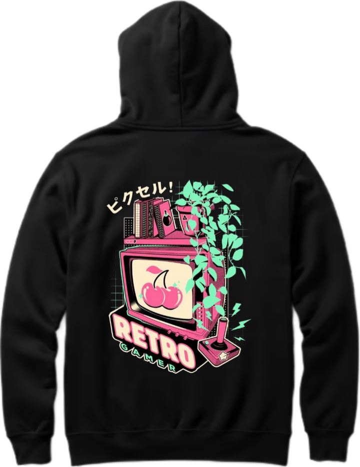 RETRO Over Size hoodie Black Back 94