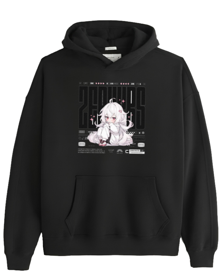 RANDOM ANIME GIRL Oversize Hoodie Black 13