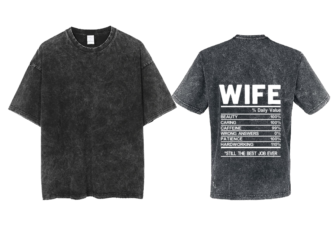 WIFE Back text One Size t- shirt Washed Back 13