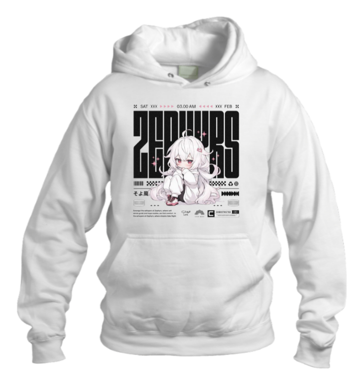 RANDOM ANIME GIRL Oversize Hoodie White 13