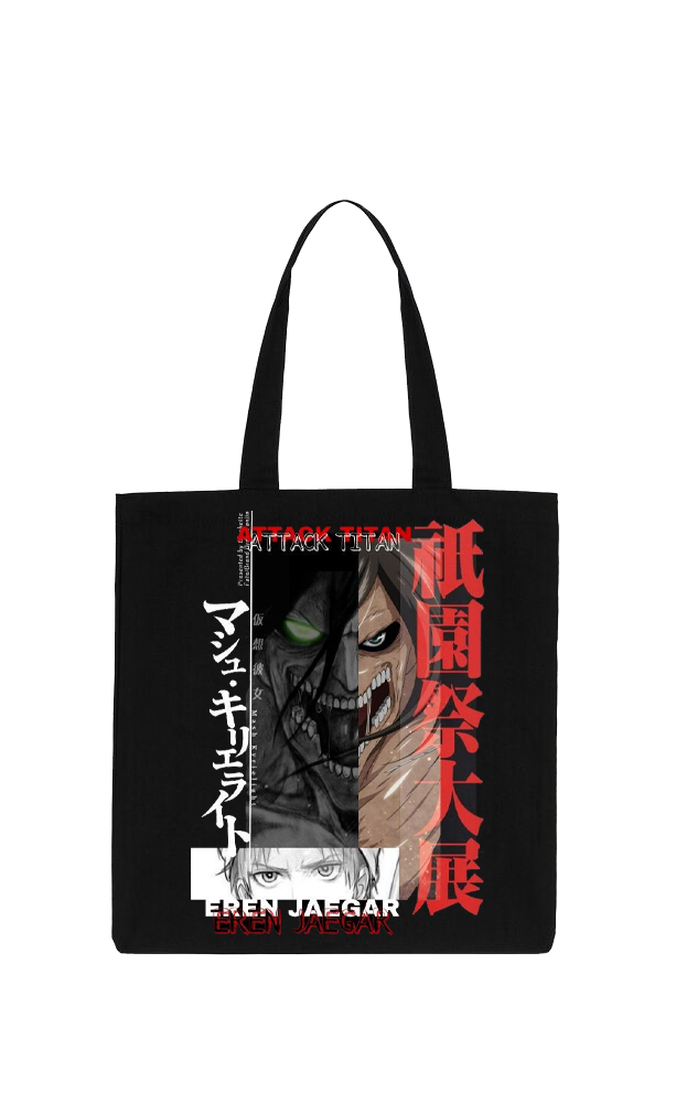 Anime Attack on titan shingeki no kyojin Aot Black tote bag 13