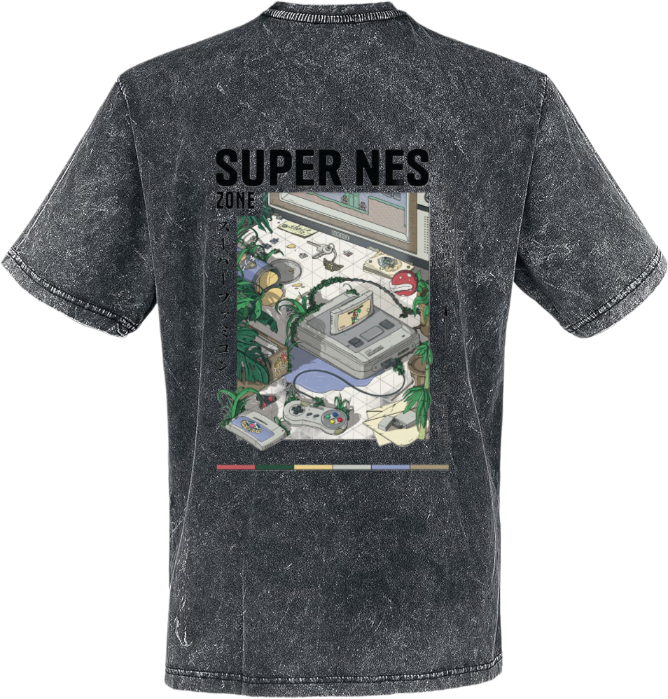 SUPER NES t- shirt Over Size Washed Back 13