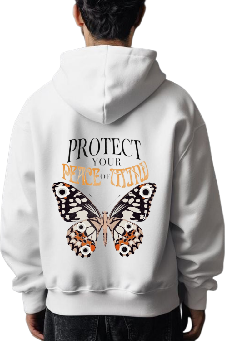 butterflies Oversize Hoodie White Back 13