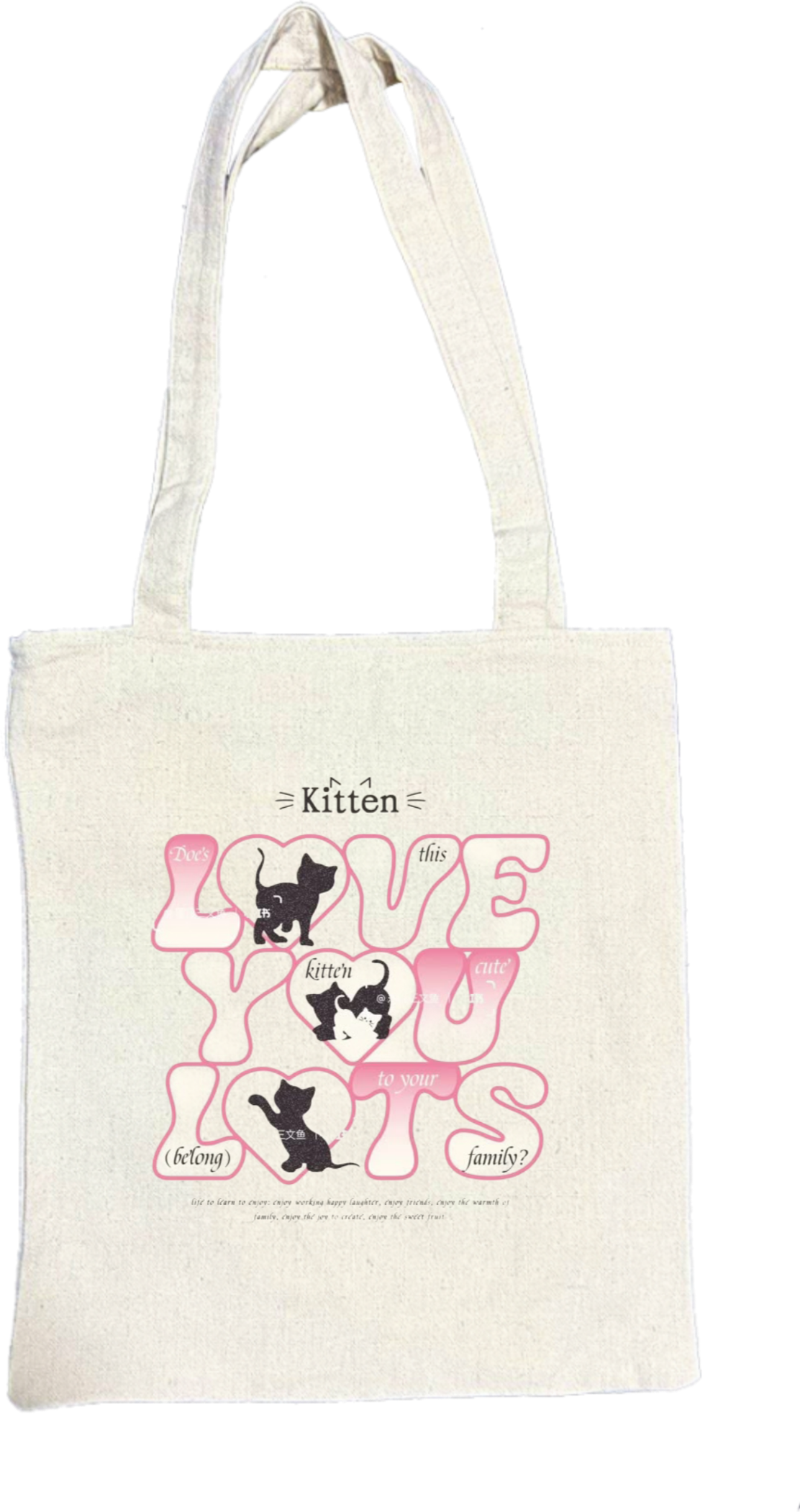 Kitten Love You Lots tote bag beige 72